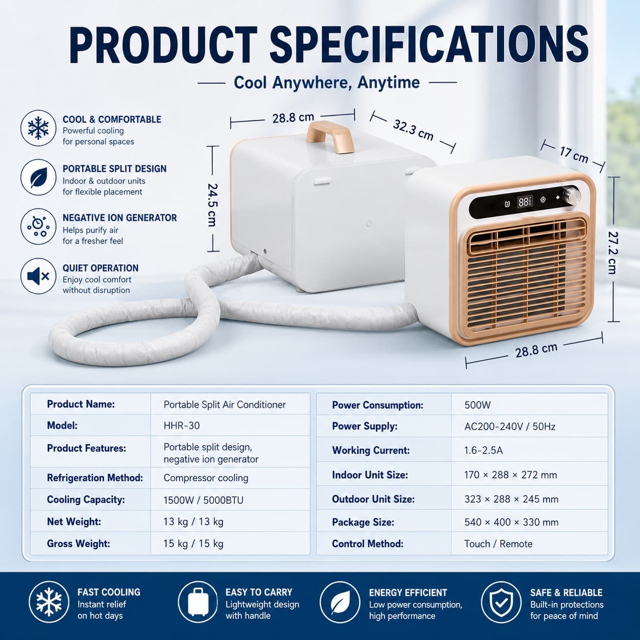 LEJINGYI HHR-30 Portable Split AC